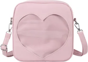SUKUTU Ita Bag Women's Clear Heart Crossbody Bag Lightweight Kawaii JK Uniform Display Bag