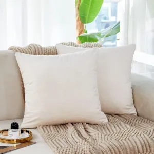 Sunday Praise Soft Thick Velvet Throw Pillow Covers 20 x 20 Inches Set of 2 Solid Decorative Square Cushion Case for Couch Sofa Bed Farmhouse Décor Cream White