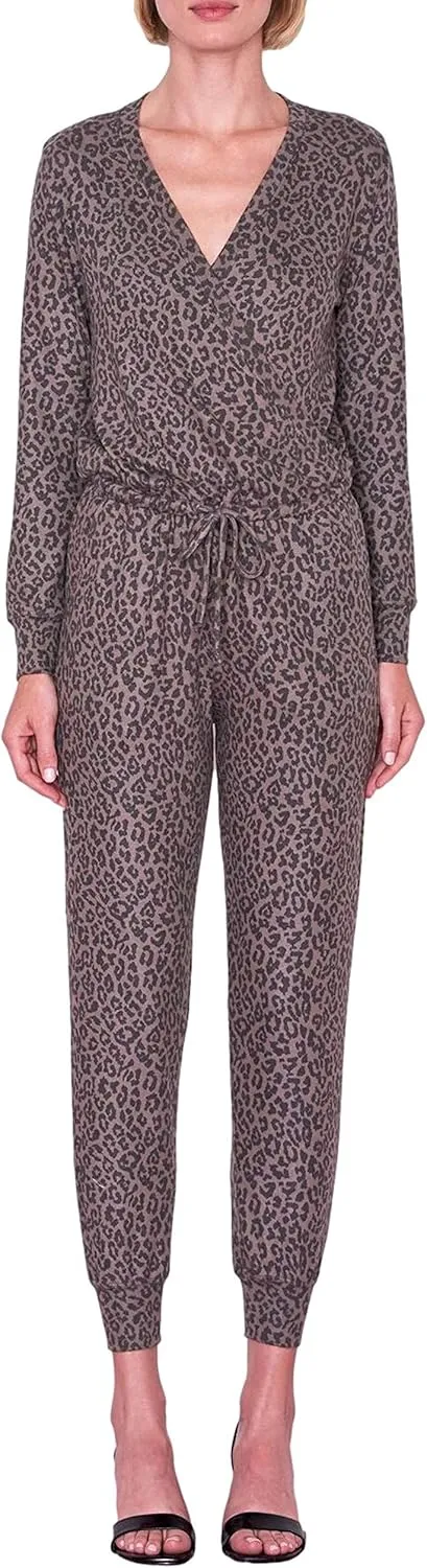 SUNDRY Leopard Wrap Jumpsuit