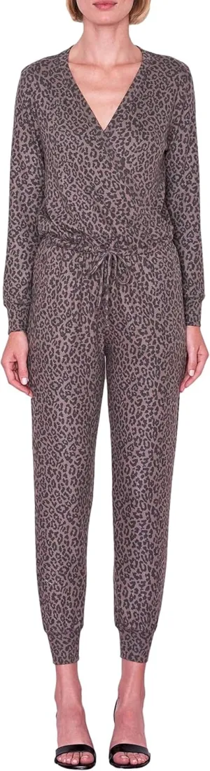 SUNDRY Leopard Wrap Jumpsuit