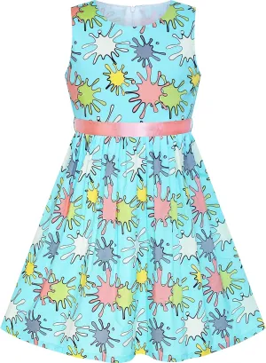 Sunny Fashion Girls Dress Blue Flower Print