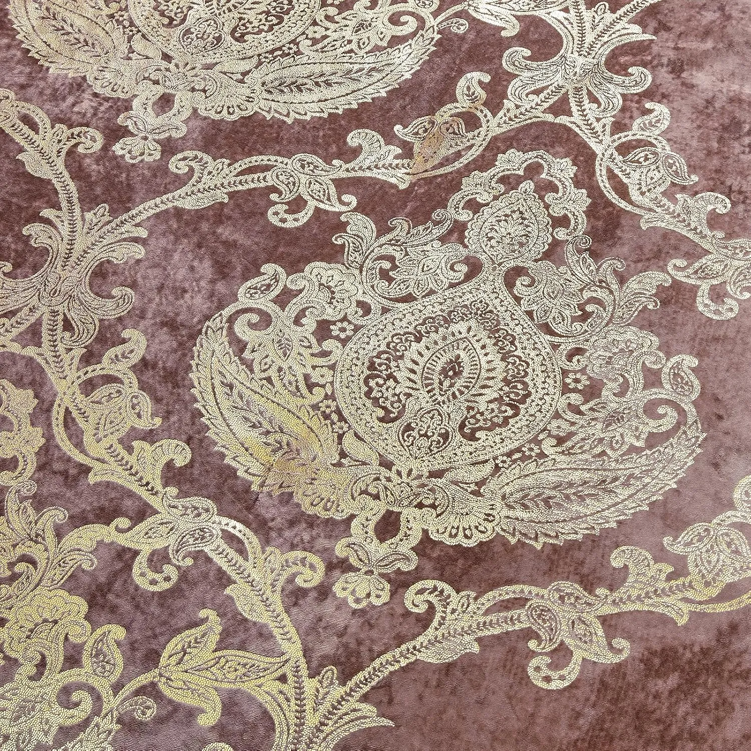 Sunshine Nicole Metallic Print Comforter Set, Distressed Velvet Face with Metallic Foil Print and Brushed Solid Microfiber Reverse, with Light Weight Soft Poly Fill, 3 Pieces Dusty Mauve Gold, Queen