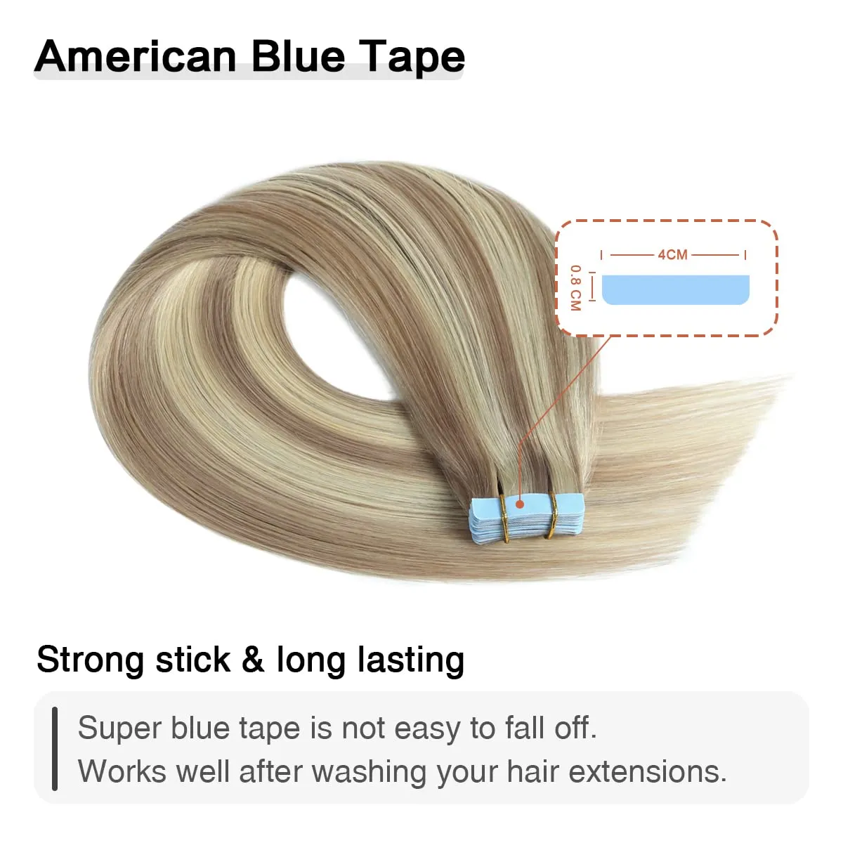 SUYYA Tape in Hair Extensions Human Hair Ash Blonde Highlighted Bleach Blonde 12 Inch 40g/pack 20pcs Straight Seamless Skin Weft Tape in Real Human Hair Extensions(12inch #P18/613)