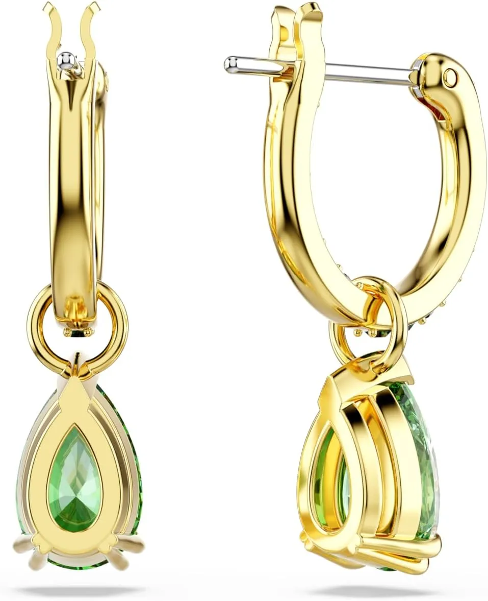 Swarovski Attract Crystal Drop Earrings, Green, Pink, Blue, Pink Stones, Pear and Round Cut Crystals, Part of the Swarovski Attract Collection