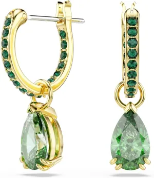 Swarovski Attract Crystal Drop Earrings, Green, Pink, Blue, Pink Stones, Pear and Round Cut Crystals, Part of the Swarovski Attract Collection