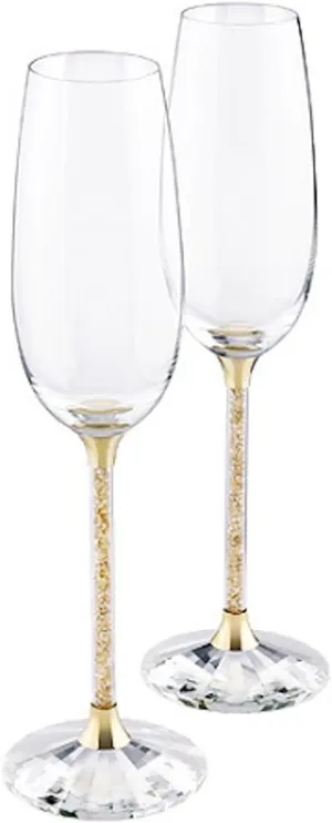 Swarovski Crystalline Golden Shadow Toasting Flutes, Set of 2