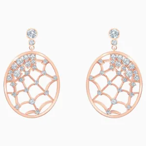 Swarovski,Precisely Drop Pierced Earrings,White, Rose-Gold Tone,One Size