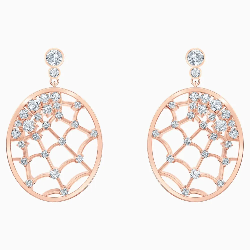 Swarovski,Precisely Drop Pierced Earrings,White, Rose-Gold Tone,One Size
