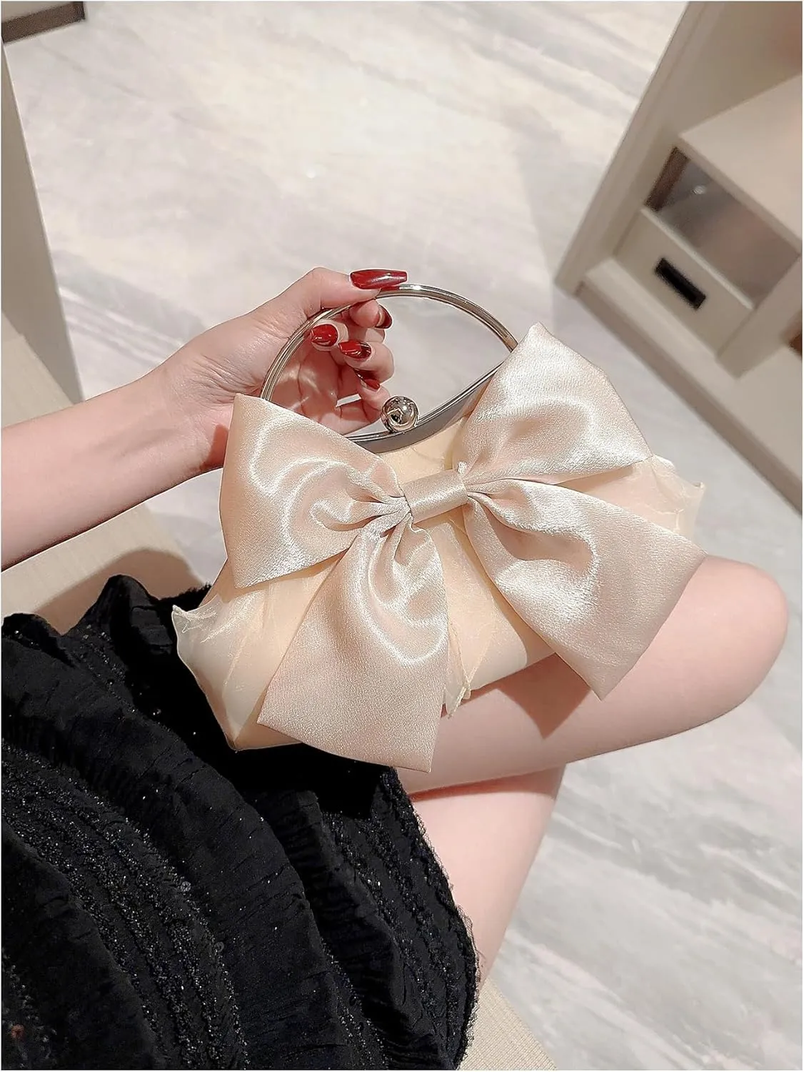 SweatyRocks Women's Cute Bow Decor Clutch Purse Evening Handbag Prom Crossbody Bags