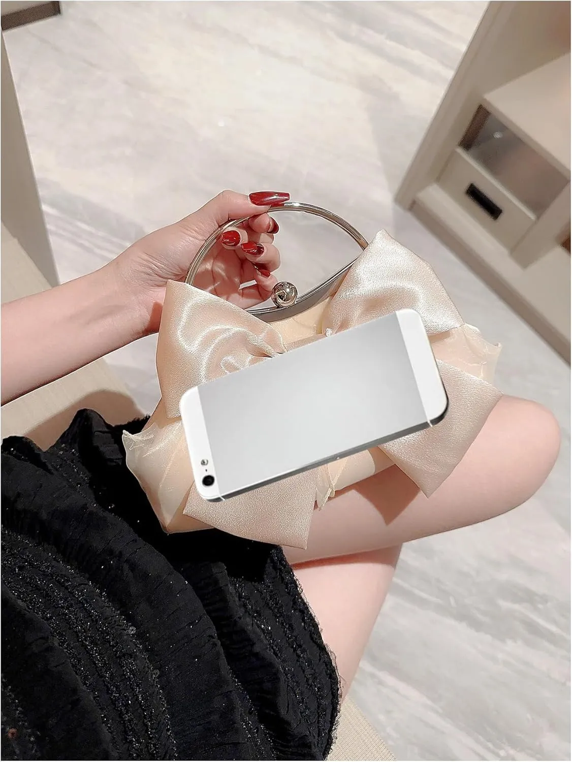 SweatyRocks Women's Cute Bow Decor Clutch Purse Evening Handbag Prom Crossbody Bags