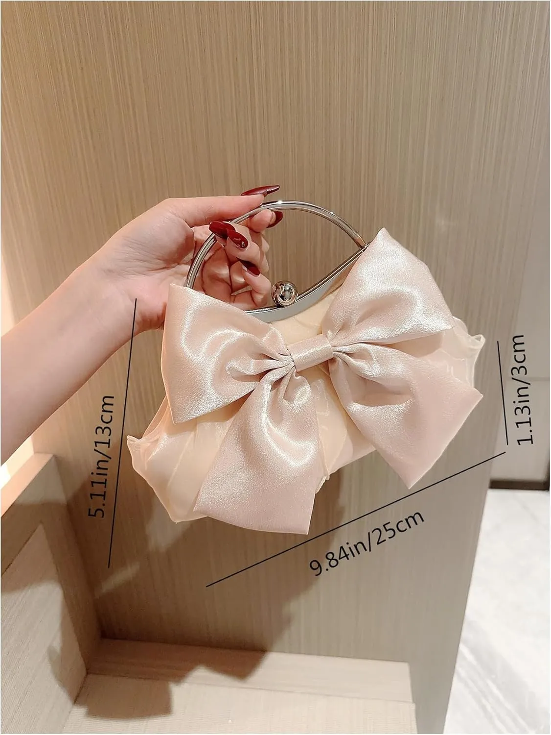 SweatyRocks Women's Cute Bow Decor Clutch Purse Evening Handbag Prom Crossbody Bags