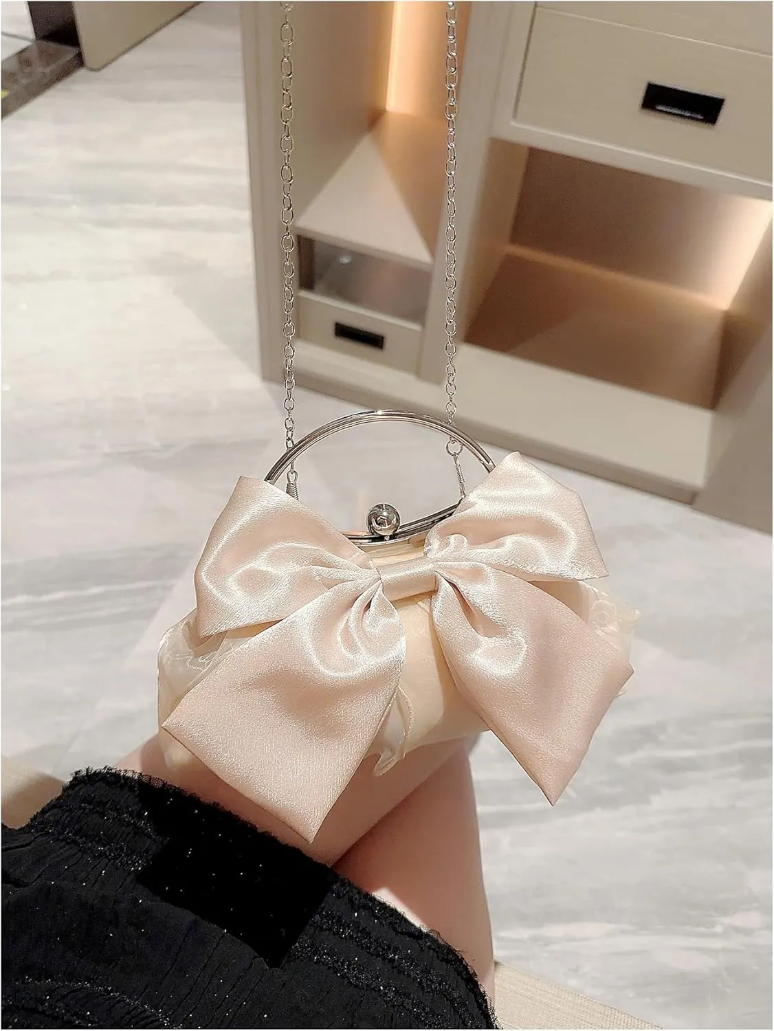 SweatyRocks Women's Cute Bow Decor Clutch Purse Evening Handbag Prom Crossbody Bags