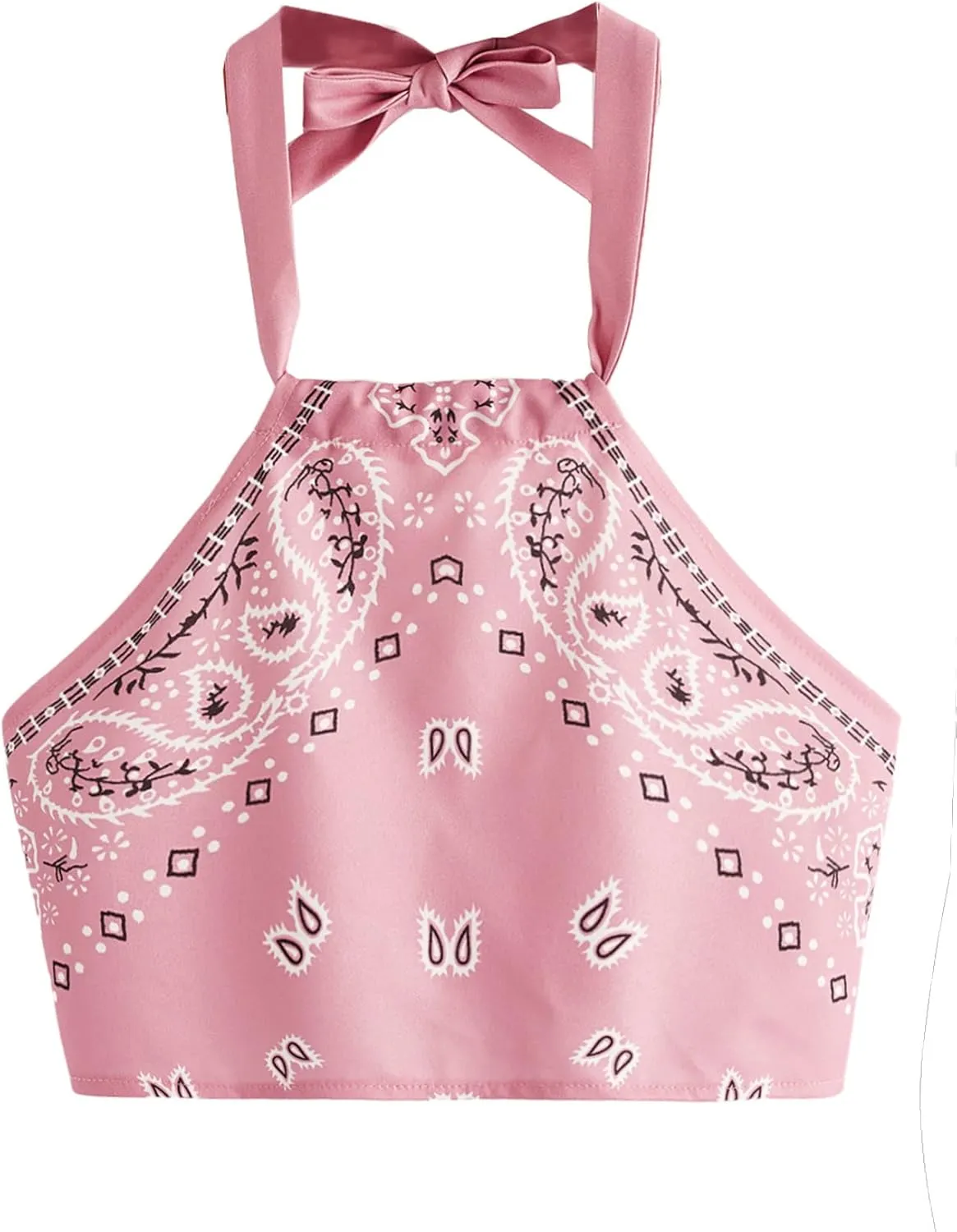 SweatyRocks Women's Vintage Print Halter Neck Crop Top