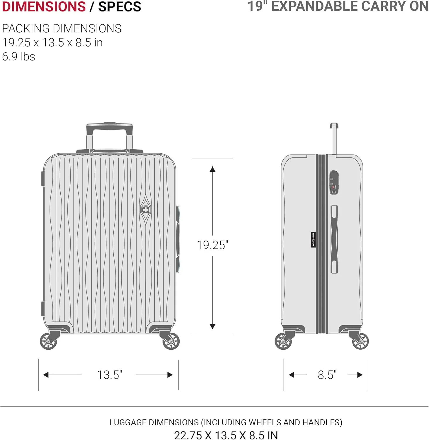 SwissGear 7272 Energie Expandable Hardside Luggage with Spinner Wheels and TSA Lock, Gold, Carry-On 19-Inch
