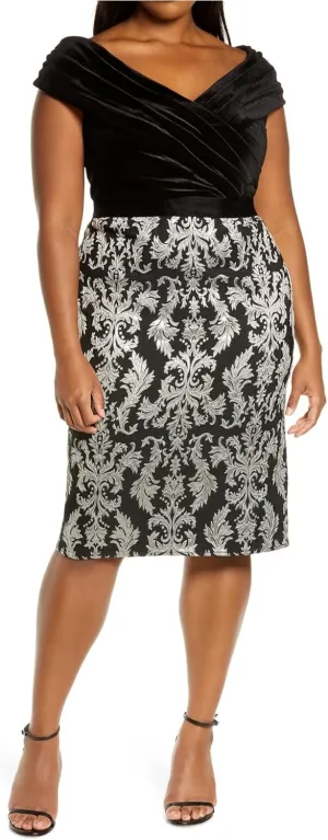 Tadashi Shoji Womens Velvet Cocktail Dress, Black, 6