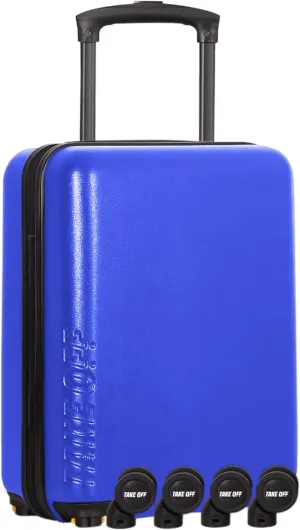 Take OFF Luggage 3.0 - Personal Item, 18x14x8 Inches, Underseat Suitcase with Removable Wheels, Hard Shell Luggage, Small Carry On Overnight Weekender, Airport & Travel Essentials, TSA Approved, Blue