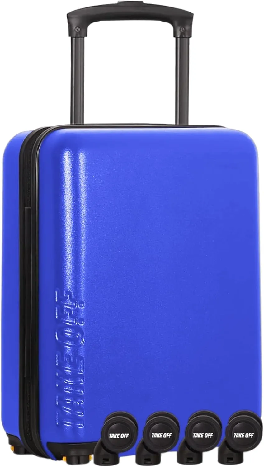 Take OFF Luggage 3.0 - Personal Item, 18x14x8 Inches, Underseat Suitcase with Removable Wheels, Hard Shell Luggage, Small Carry On Overnight Weekender, Airport & Travel Essentials, TSA Approved, Blue