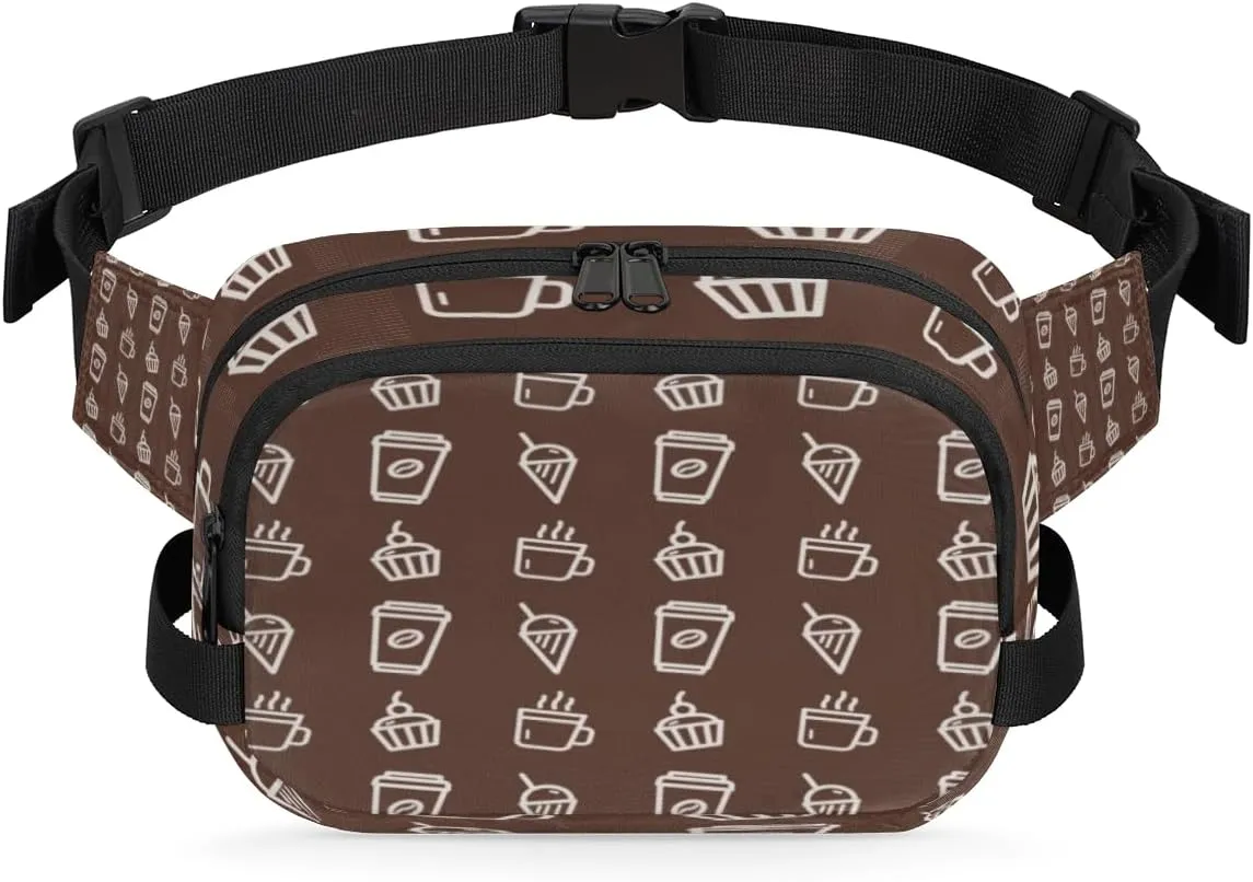 Tavisto Brown Coffee Cupcake Durable Waterproof Fanny Pack with Double Zipper Closure - Organize Your Essentials with Ease - Lightweight and Comfortable for Men and Women