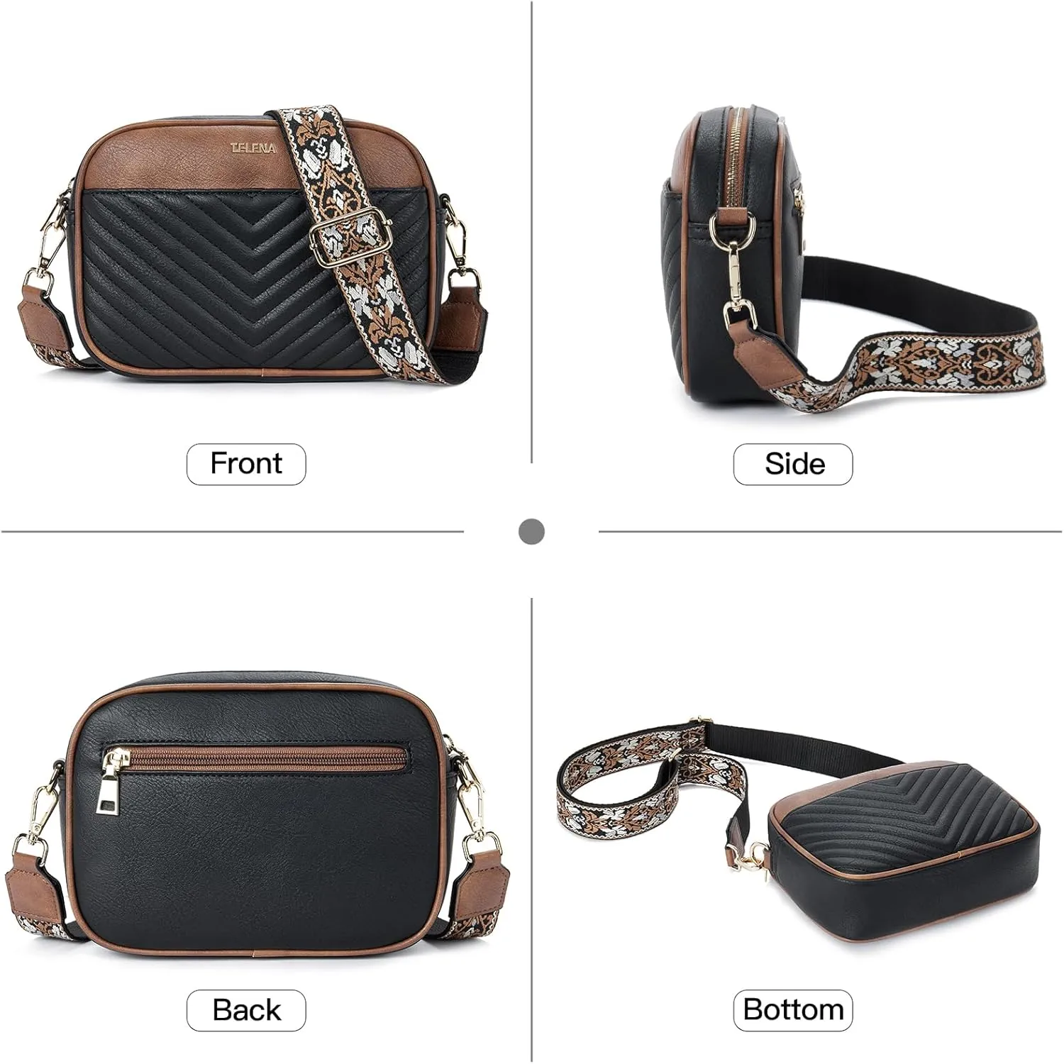 Telena Crossbody Purse for Women Small Crossbody Bags Trendy Vegan Leather with Adjustable Shoulder Strap
