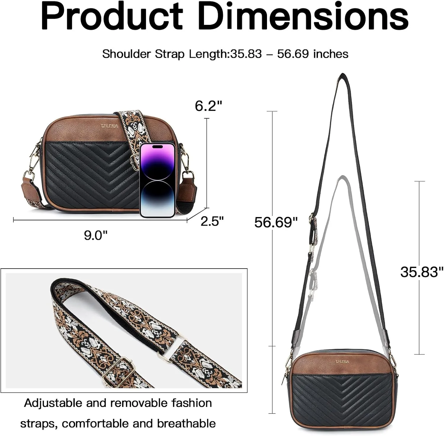 Telena Crossbody Purse for Women Small Crossbody Bags Trendy Vegan Leather with Adjustable Shoulder Strap