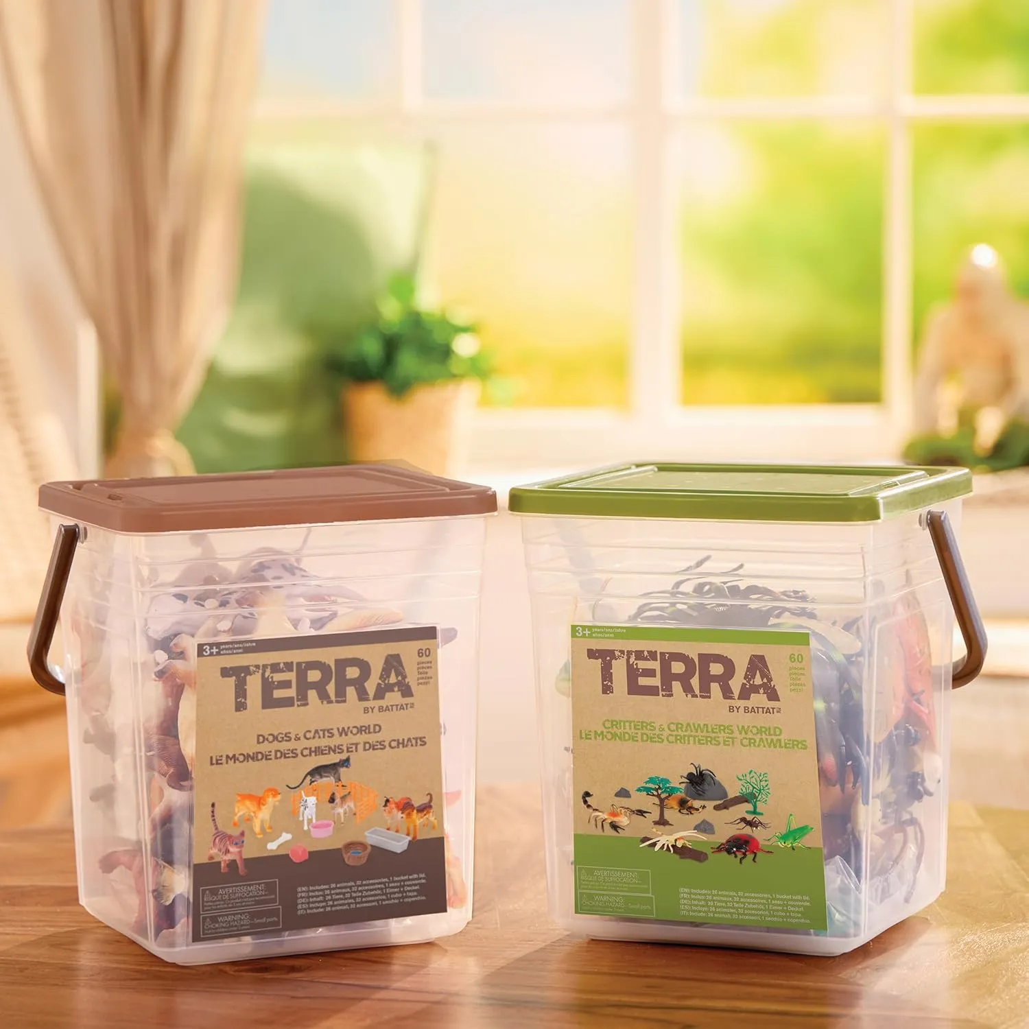Terra by Battat – Dog & Cat Figurines and Accessories – 60Pc Toy Animal Set for Kids – Miniature Pet Animals – Dogs, Cats, Bones, Bowls & More – 3 Years  – Dogs & Cats World