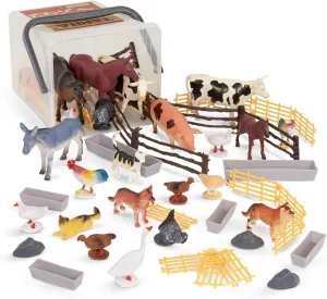 Terra by Battat – Farm Animal Figurines & Accessories – 60Pc Toy Animal Bucket For Kids – Farm Animal Toys – Cows, Pigs, Horses, Cats & More – 3 Years   – Country World