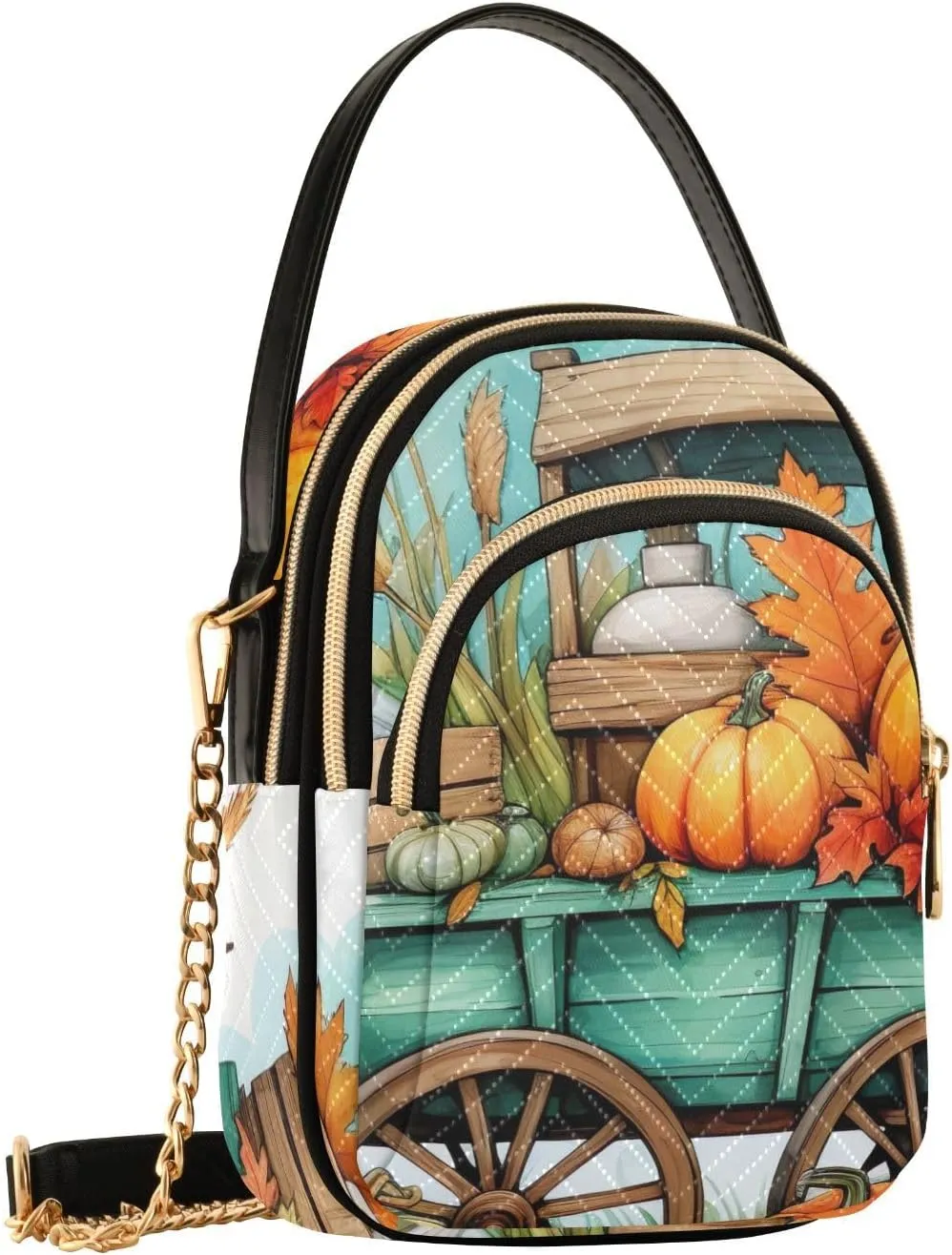 Thanksgiving Pumpkins Wagon Small Crossbody Bags for Women Cell Phone Shoulder Purse Handbags Wallet 21214508