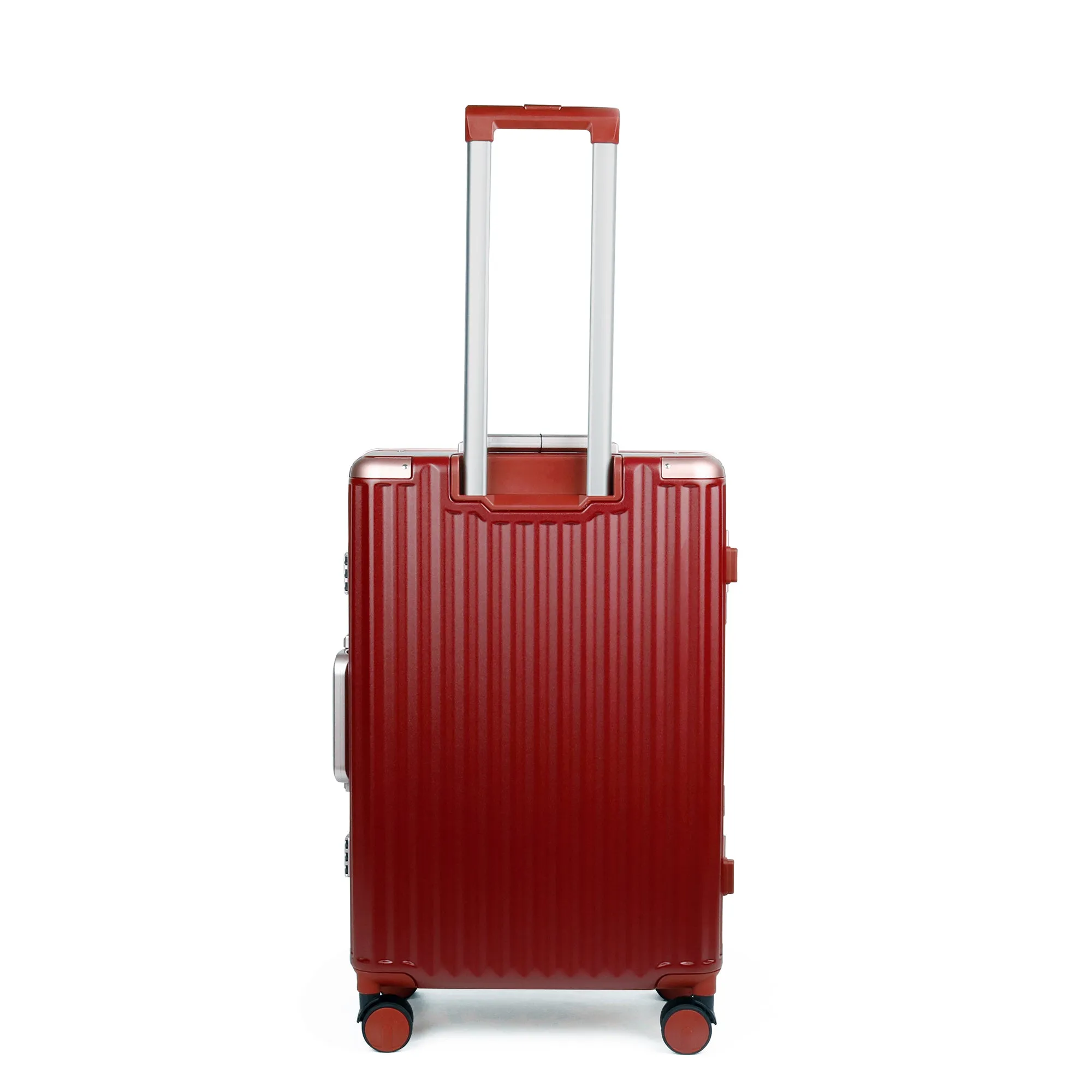 THE CLOWNFISH Stark Series Luggage Polycarbonate Hard Case Suitcase Eight Wheel Trolley Bag with Double TSA Locks- Crimson Red (Small Size, 57 cm-22 inch)