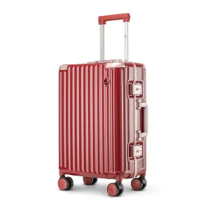 THE CLOWNFISH Stark Series Luggage Polycarbonate Hard Case Suitcase Eight Wheel Trolley Bag with Double TSA Locks- Crimson Red (Small Size, 57 cm-22 inch)