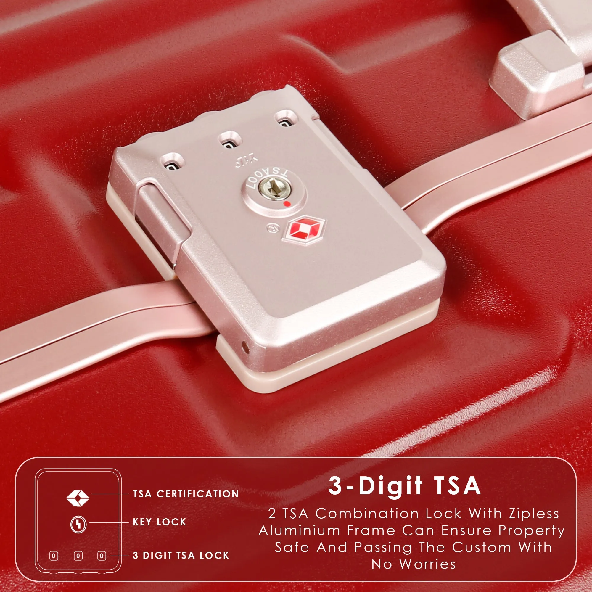 THE CLOWNFISH Stark Series Luggage Polycarbonate Hard Case Suitcase Eight Wheel Trolley Bag with Double TSA Locks- Crimson Red (Small Size, 57 cm-22 inch)