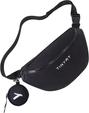 TINYAT Crossbody Fanny Packs for Women Men Waterproof Waist Belt Bag with Coin Pouch Large Chest Bum Pack for Running Travel