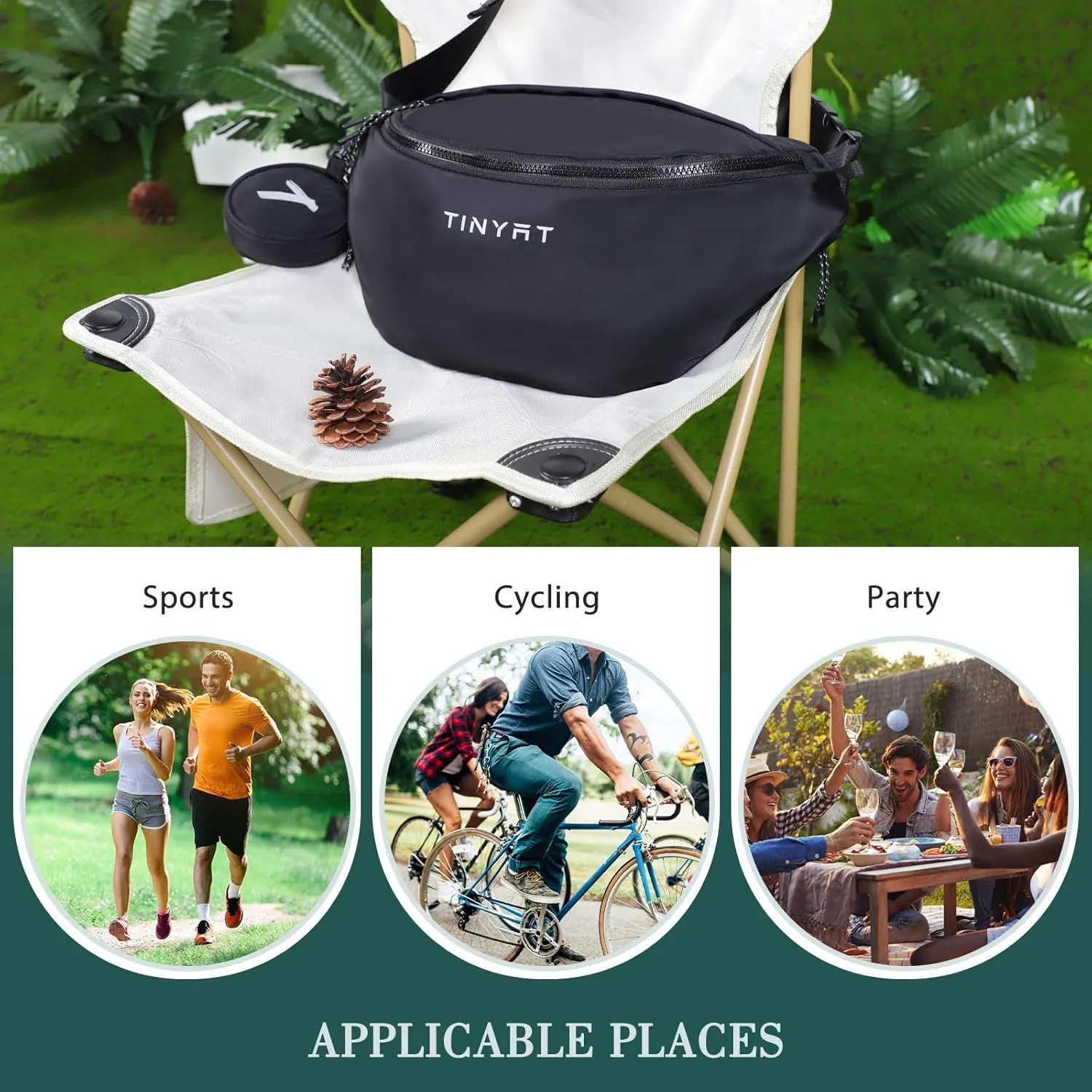 TINYAT Crossbody Fanny Packs for Women Men Waterproof Waist Belt Bag with Coin Pouch Large Chest Bum Pack for Running Travel