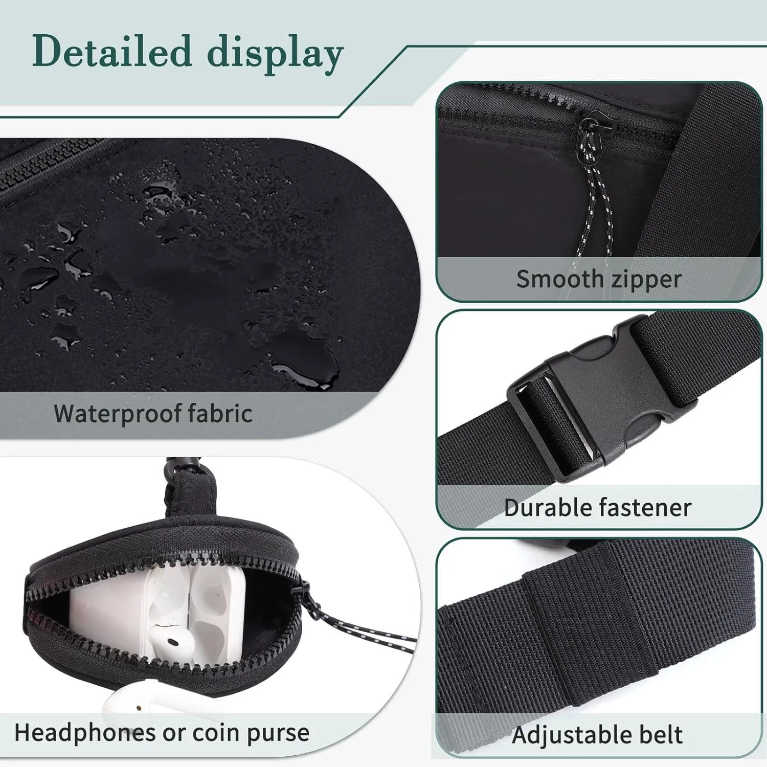TINYAT Crossbody Fanny Packs for Women Men Waterproof Waist Belt Bag with Coin Pouch Large Chest Bum Pack for Running Travel