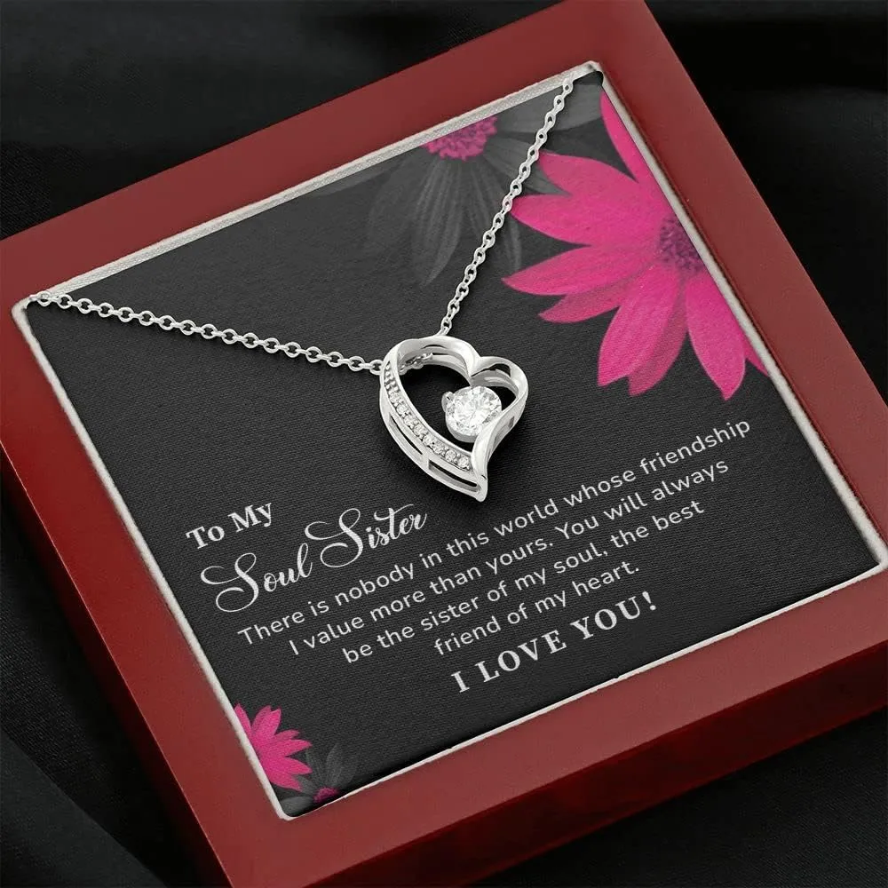 To My Soul Sister Forever Heart Necklace, Soul Sister, Best Friend Necklace, Soul Sister Necklace Pendant, Necklaces Styles On Birthday, Christmas, Anniversary, Valentine, Wedding Jewelry Gift For Her.