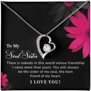 To My Soul Sister Forever Heart Necklace, Soul Sister, Best Friend Necklace, Soul Sister Necklace Pendant, Necklaces Styles On Birthday, Christmas, Anniversary, Valentine, Wedding Jewelry Gift For Her.