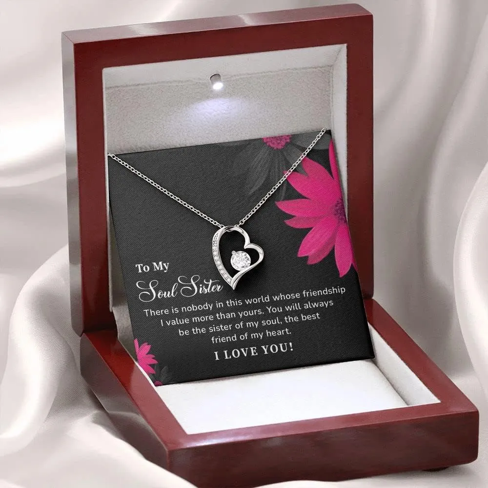 To My Soul Sister Forever Heart Necklace, Soul Sister, Best Friend Necklace, Soul Sister Necklace Pendant, Necklaces Styles On Birthday, Christmas, Anniversary, Valentine, Wedding Jewelry Gift For Her.
