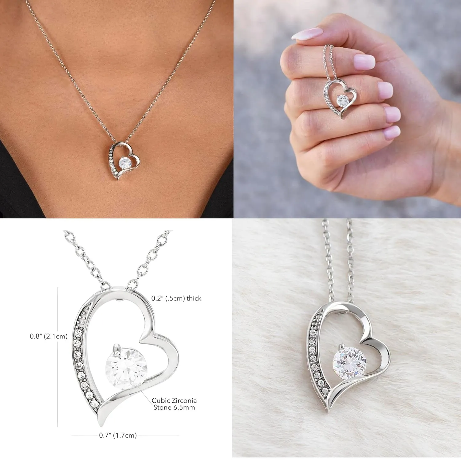 To My Soulmate Necklace, Christmas Valentine's Gift for My Wife Girlfriend 14k White Gold Over Stainless Steel 18K Yellow Gold Necklace (Forever-whitegold-Standardbox)