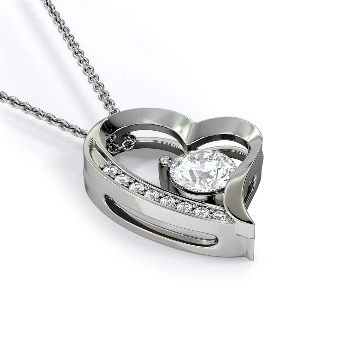 To My Soulmate Necklace, Christmas Valentine's Gift for My Wife Girlfriend 14k White Gold Over Stainless Steel 18K Yellow Gold Necklace (Forever-whitegold-Standardbox)