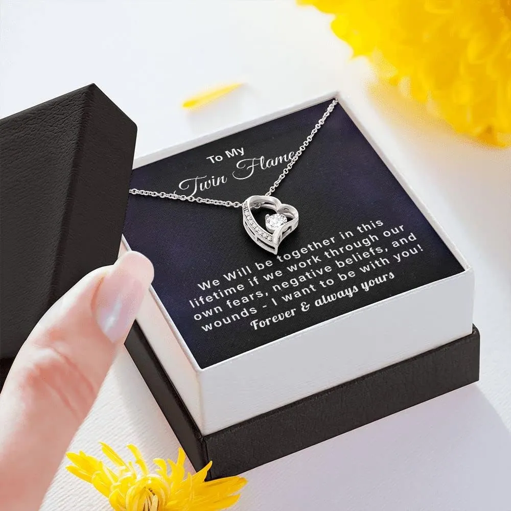 To My Twin Flame Gift Forever Love Heart Necklace Jewelry Gift For Girlfriend/Soulmate/Future Wife Pendant Gift Birthday, Anniversary, Valentine Day Gift For My Twin Flame.