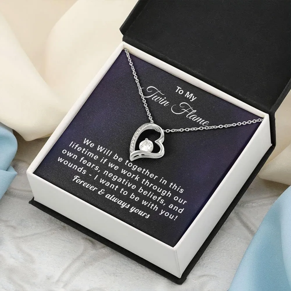 To My Twin Flame Gift Forever Love Heart Necklace Jewelry Gift For Girlfriend/Soulmate/Future Wife Pendant Gift Birthday, Anniversary, Valentine Day Gift For My Twin Flame.