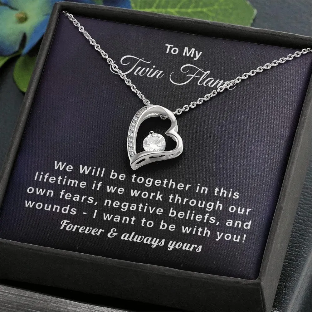 To My Twin Flame Gift Forever Love Heart Necklace Jewelry Gift For Girlfriend/Soulmate/Future Wife Pendant Gift Birthday, Anniversary, Valentine Day Gift For My Twin Flame.