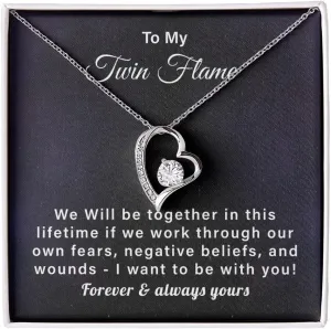To My Twin Flame Gift Forever Love Heart Necklace Jewelry Gift For Girlfriend/Soulmate/Future Wife Pendant Gift Birthday, Anniversary, Valentine Day Gift For My Twin Flame.