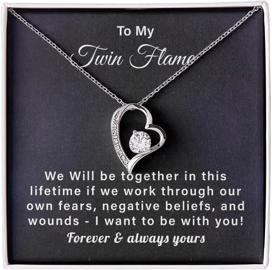 To My Twin Flame Gift Forever Love Heart Necklace Jewelry Gift For Girlfriend/Soulmate/Future Wife Pendant Gift Birthday, Anniversary, Valentine Day Gift For My Twin Flame.