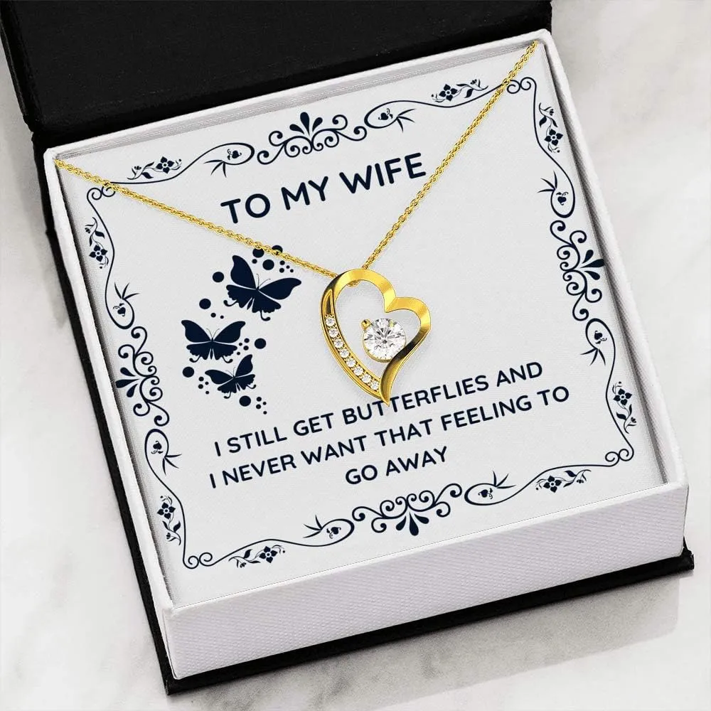 To My Wife"Butterflies" Forever Love Necklace with Message Card and Gift Box. Gift for Wife. Wife Gift. Necklace for Wife