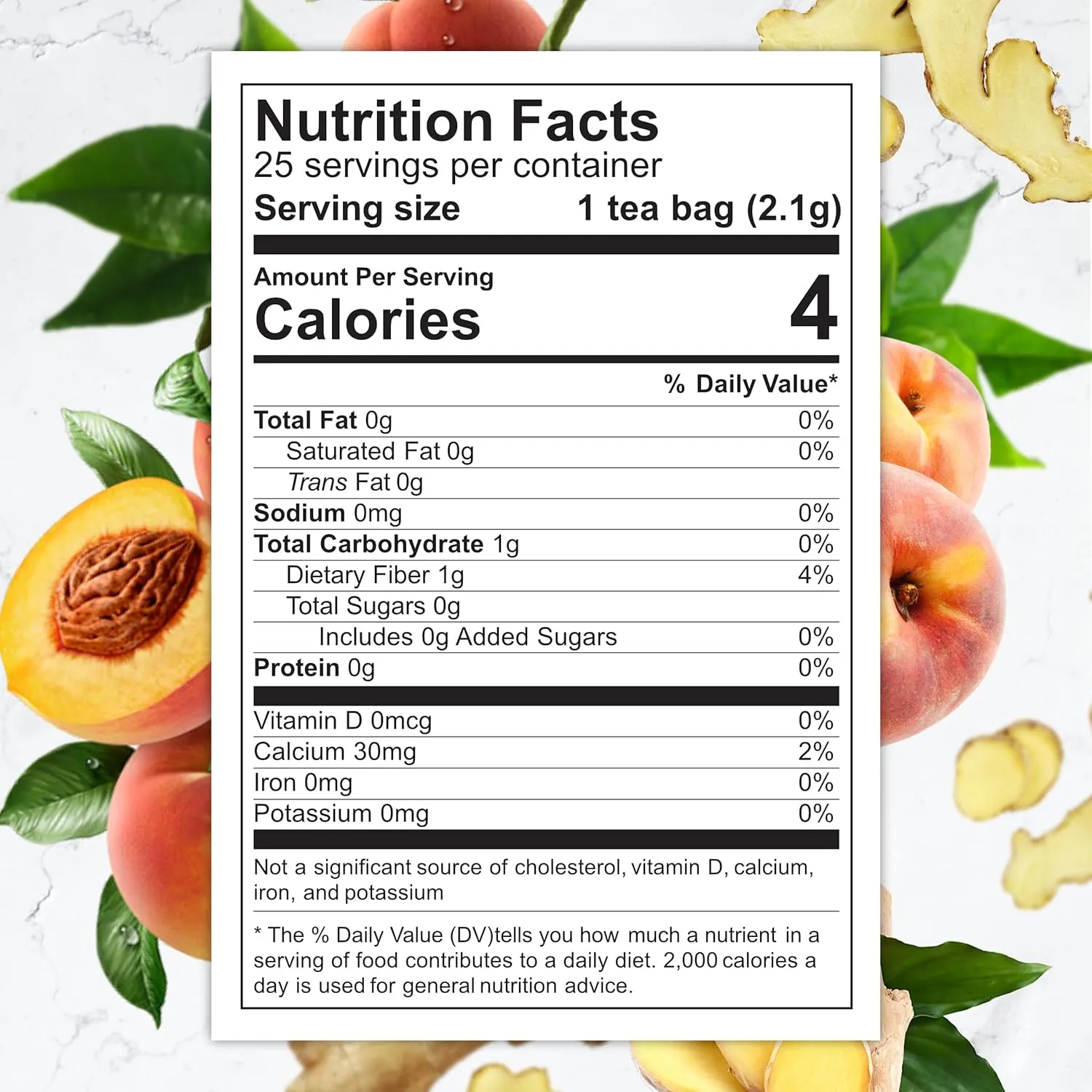 Total Tea SIimming Detox Caffeine Free - 25 Day Detox - Herbal SIim Tea with Chamomile, Hibiscus Tea & Ginger Root for Colon Cleanse – Natural Herbal Ginger & Peach for Digestive Health (25-Pack, Ginger & Peach)