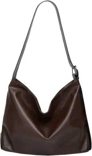 Tote Bag for Women, Soft PU Leather Handbag Vintage Solid Color Shoulder Bag Purse Commuter Underarm Bag with Zipper