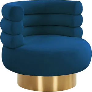 Tov Furniture Naomi Upholstered Velvet 360 Degree Swivel Chair (Navy)