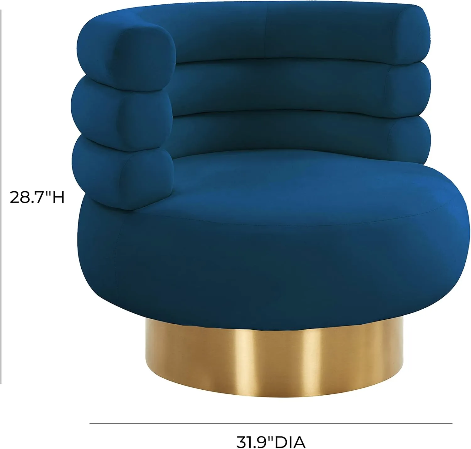Tov Furniture Naomi Upholstered Velvet 360 Degree Swivel Chair (Navy)
