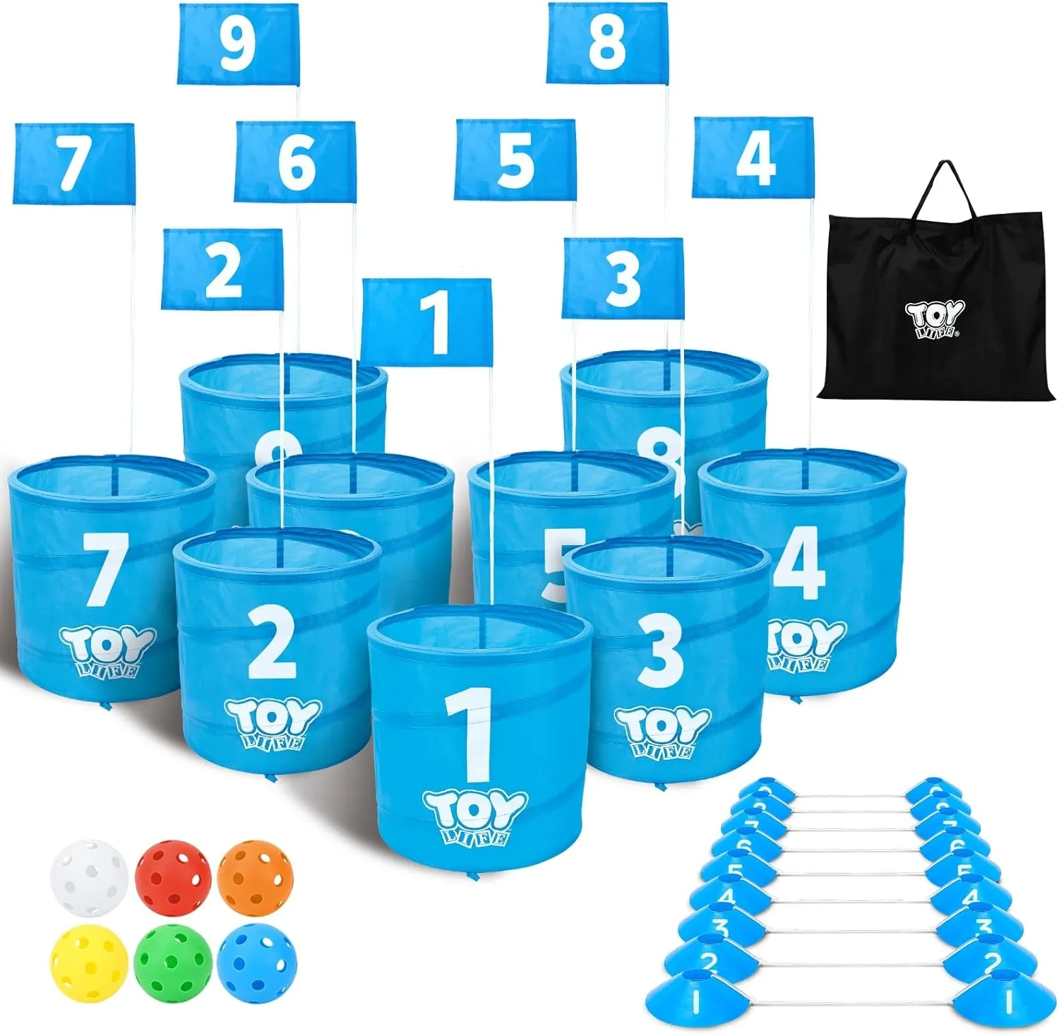 TOY Life Golf Game Set, Backyard Golf Bucket Game for Adults Family Kids, 9 Holes Golf Game Club with Balls and Flag, Outdoor Indoor Backyard Golf Game for Beach, Yard, Camping and Lawn