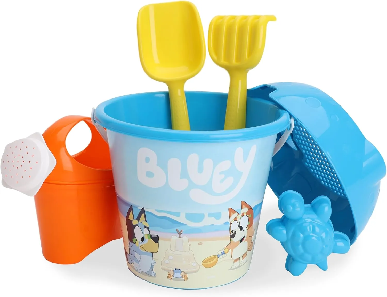 Toyland® Bluey & Bingo 6 Piece Bucket & Spade Set with Watering Can - Sand & Water Play Sandbox - Beach Toys
